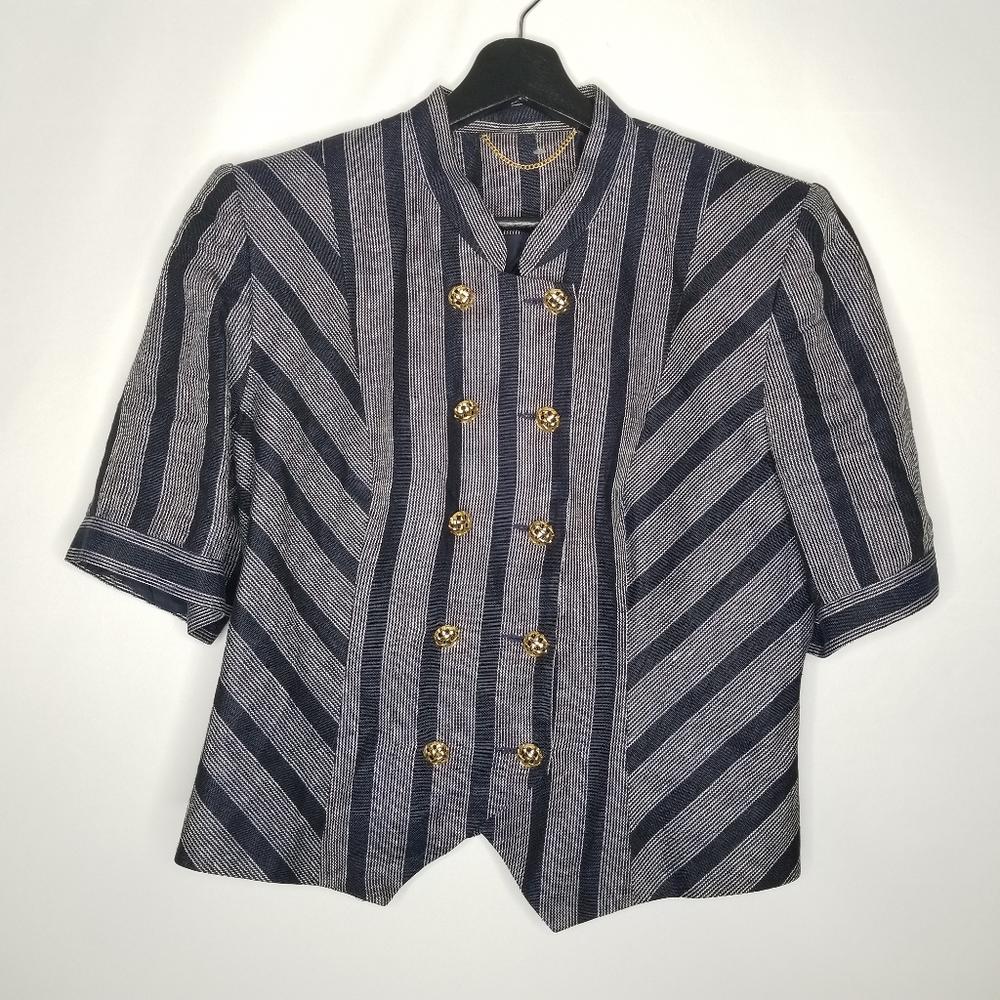 Doncaster Vintage Blue and Gold Button Jacket